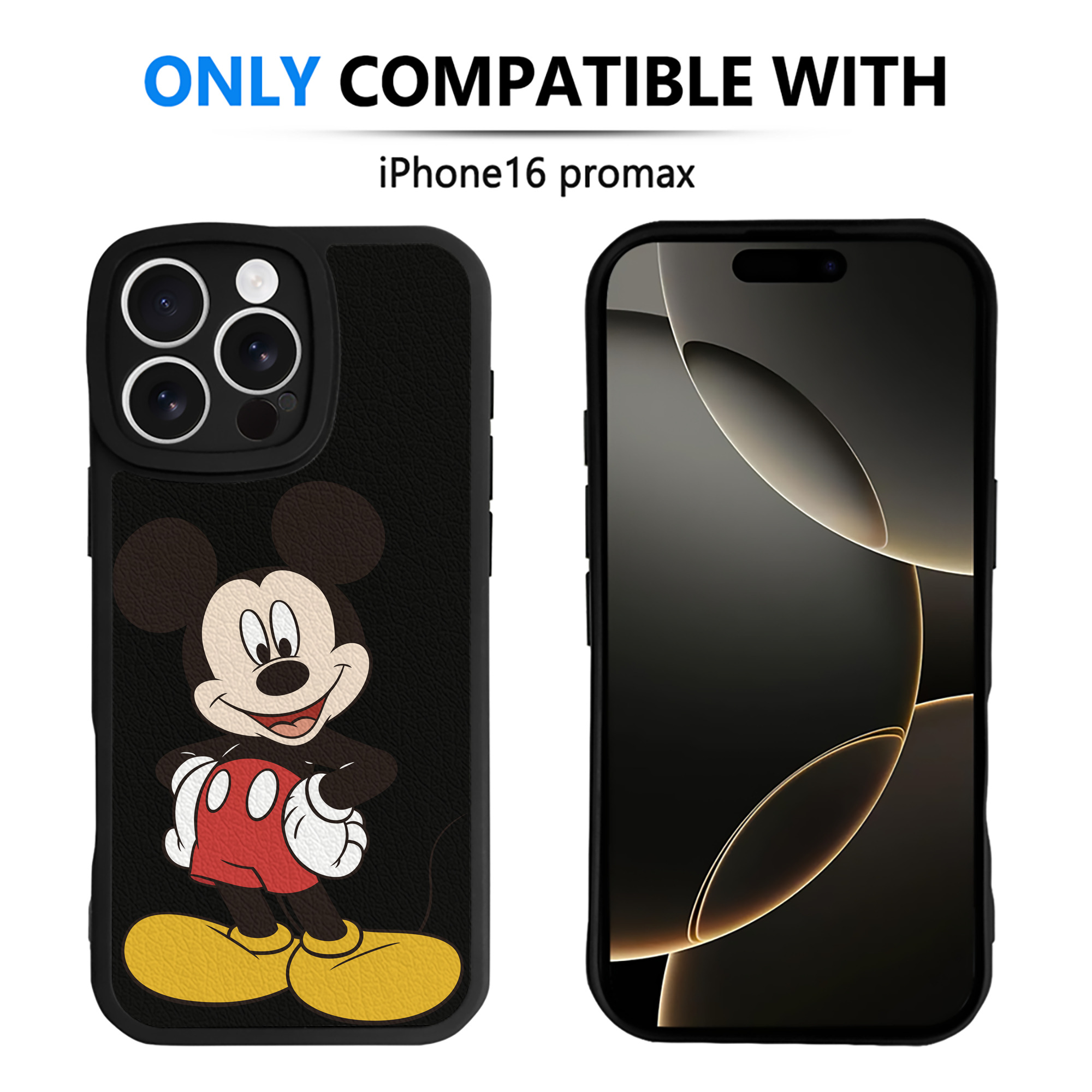 （画像用） ミッキーマウス Mickey Mouse 【iPhone 16シリーズ対応】シリコンスマホケース（レザー調） 材質：シリコン
